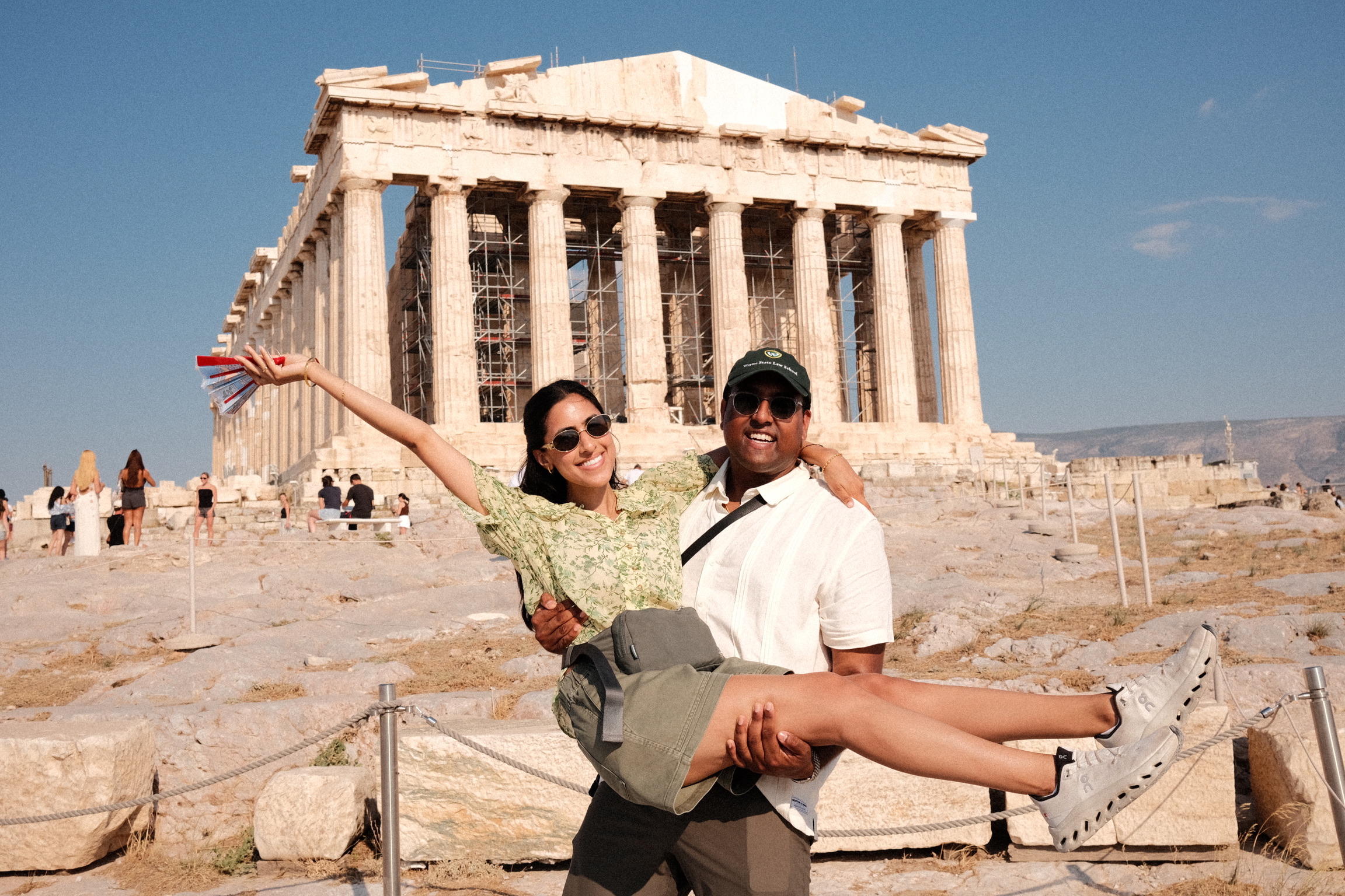 Dilraj and Suraj together in front of the Parthenon